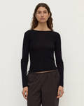 Tatiana Wool Long Sleeve Top Black