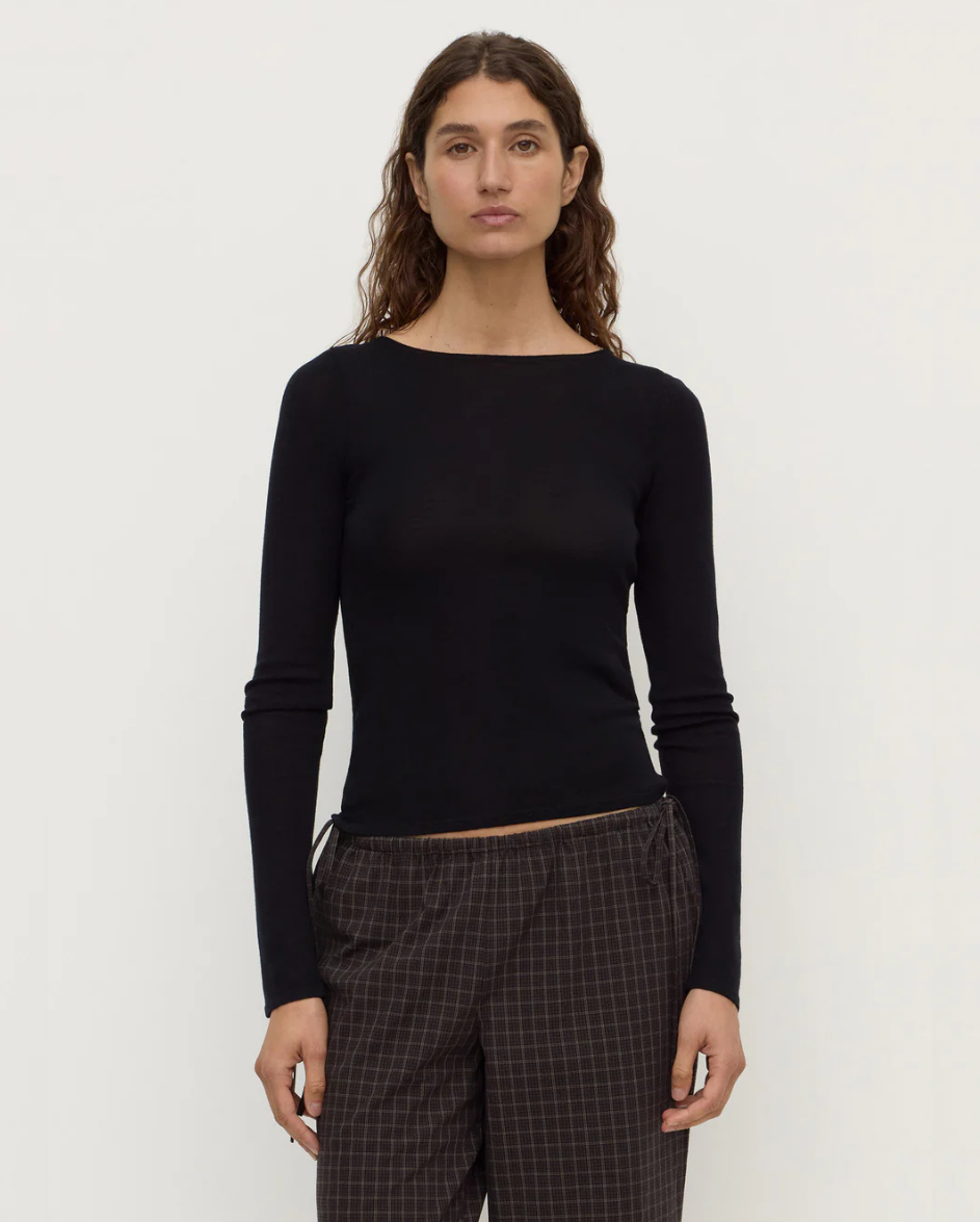 Tatiana Wool Long Sleeve Top Black