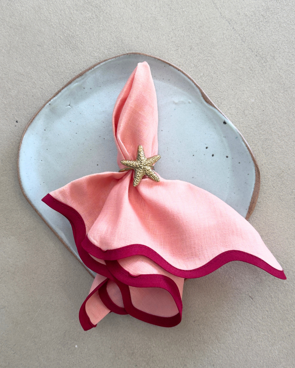 Brass Starfish Napkin Holder Set