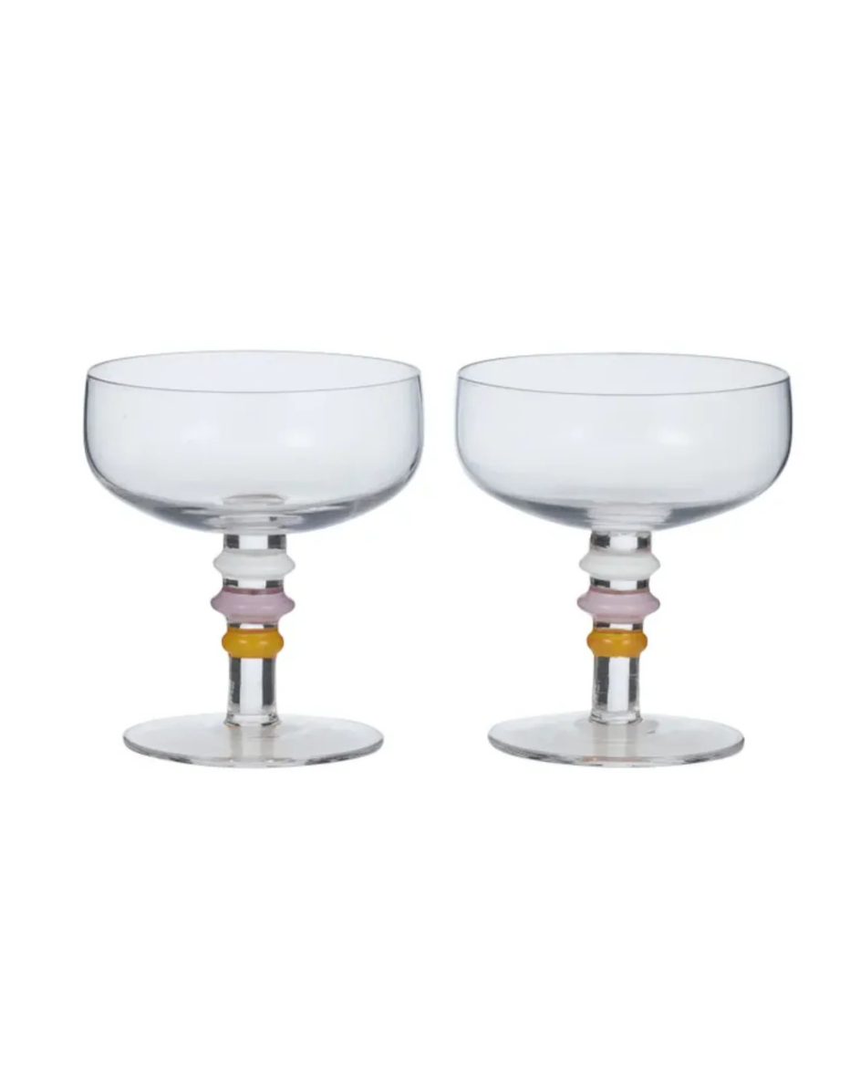 Tori S/2 Glass Coupe Pink/Orange