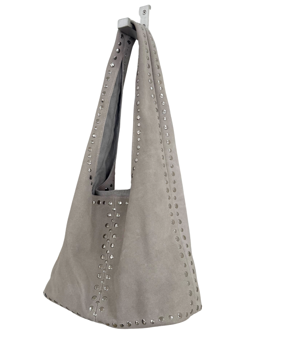 Leather Suede Stud Grey