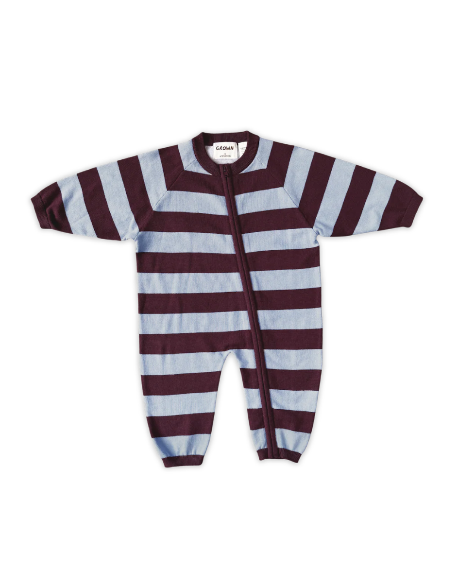 Organic Stripe Starsuit Plum Haze