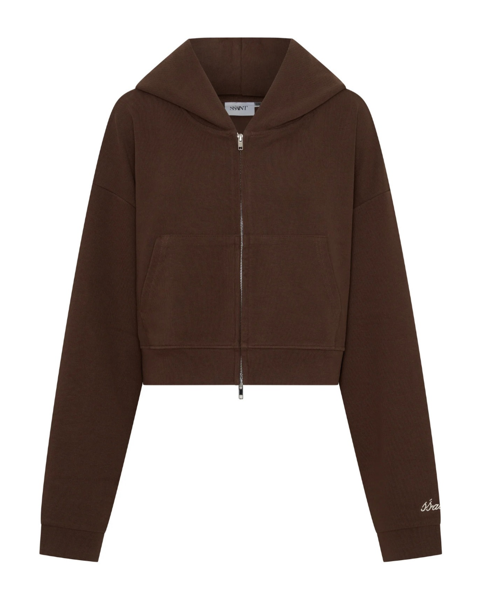 SŚAINT Cropped Hoodie Brown