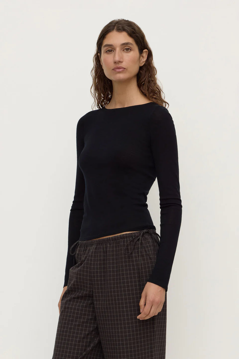 Tatiana Wool Long Sleeve Top Black