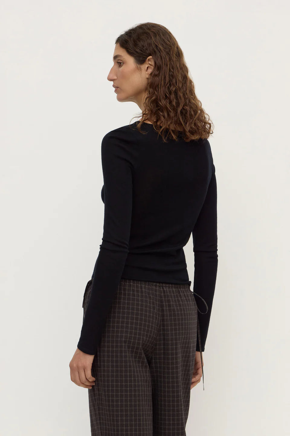 Tatiana Wool Long Sleeve Top Black