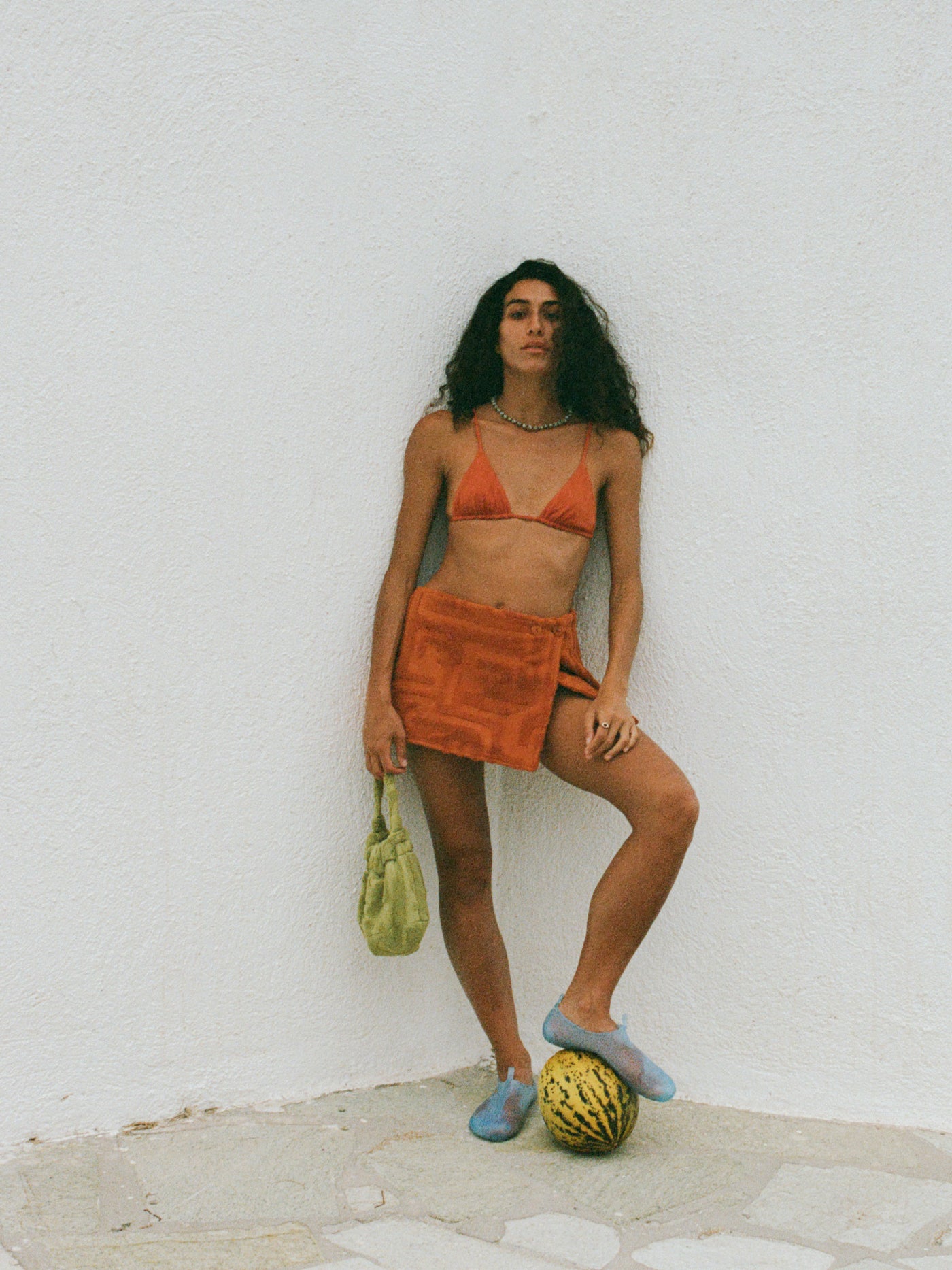 Towelling Wrap Skirt Clay
