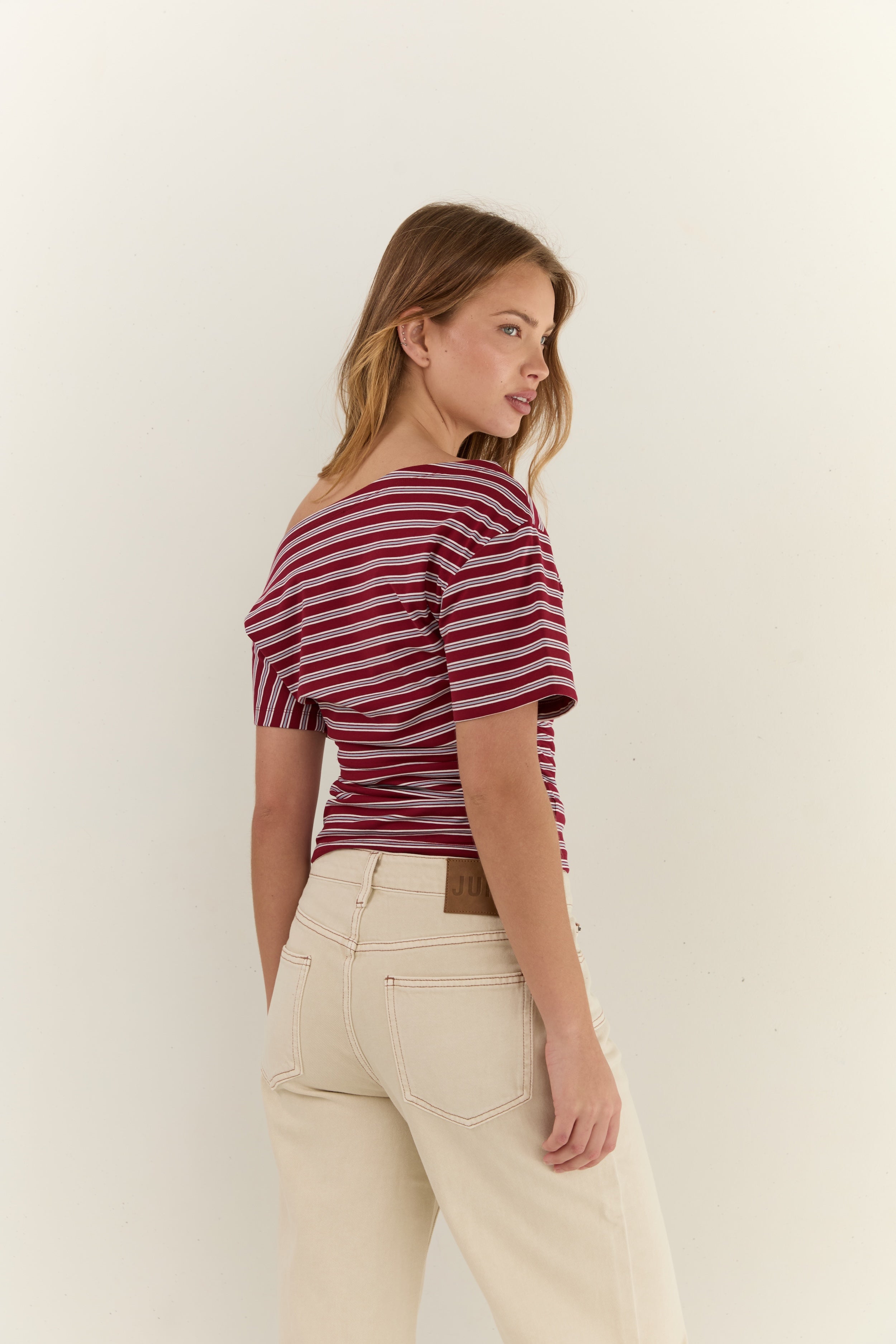 Malthilde Ruched Tee Cherry Stripe
