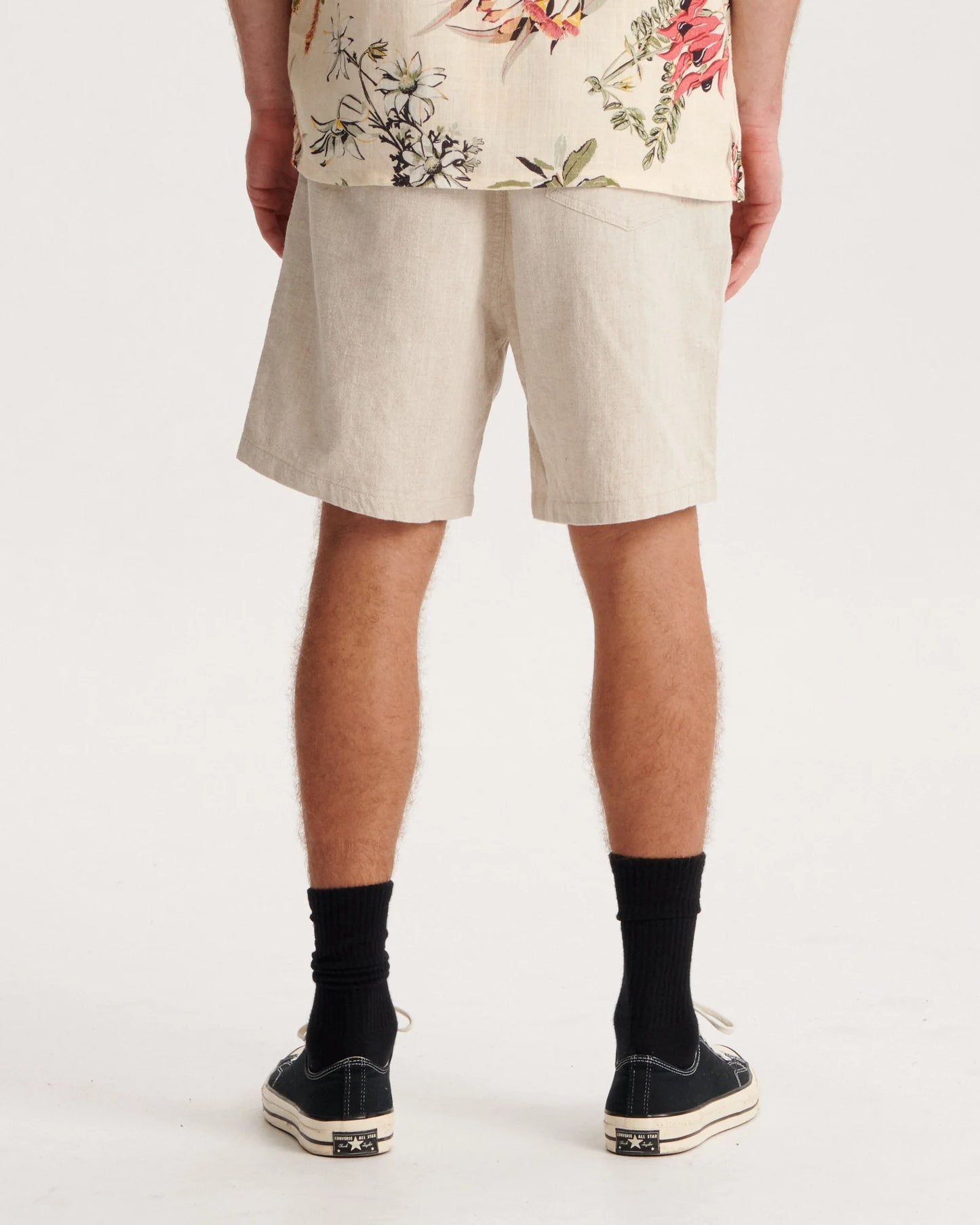 Mens Linen Short Ecru