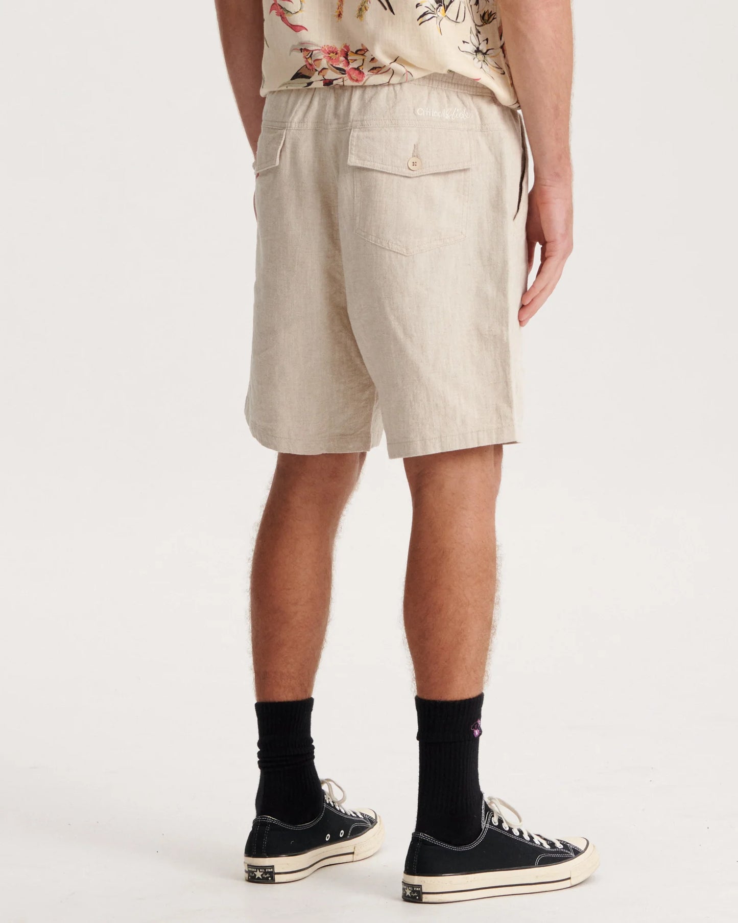 Mens Linen Short Ecru