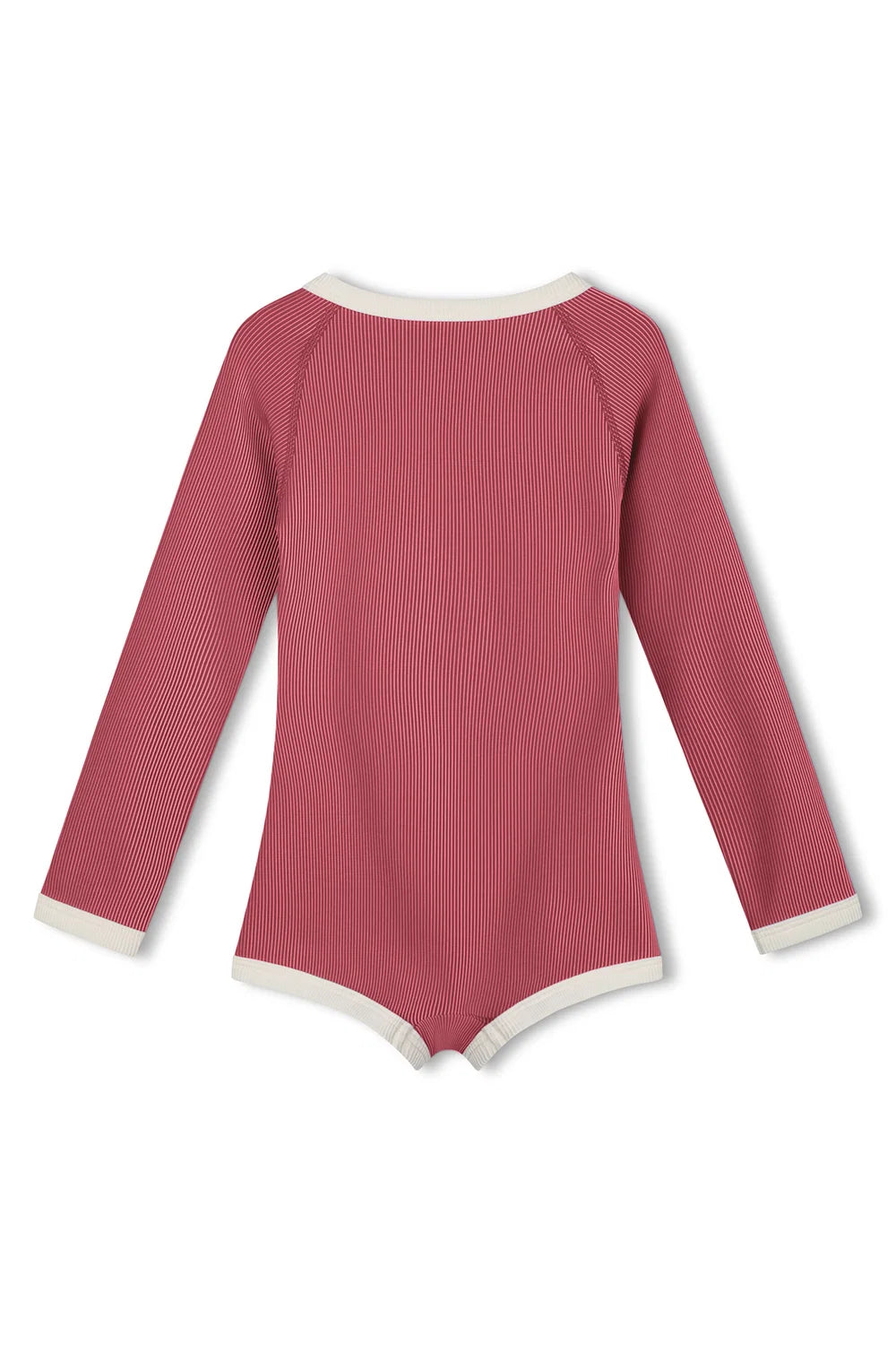 Mini Stripe Rashie Onesie - Clay Red