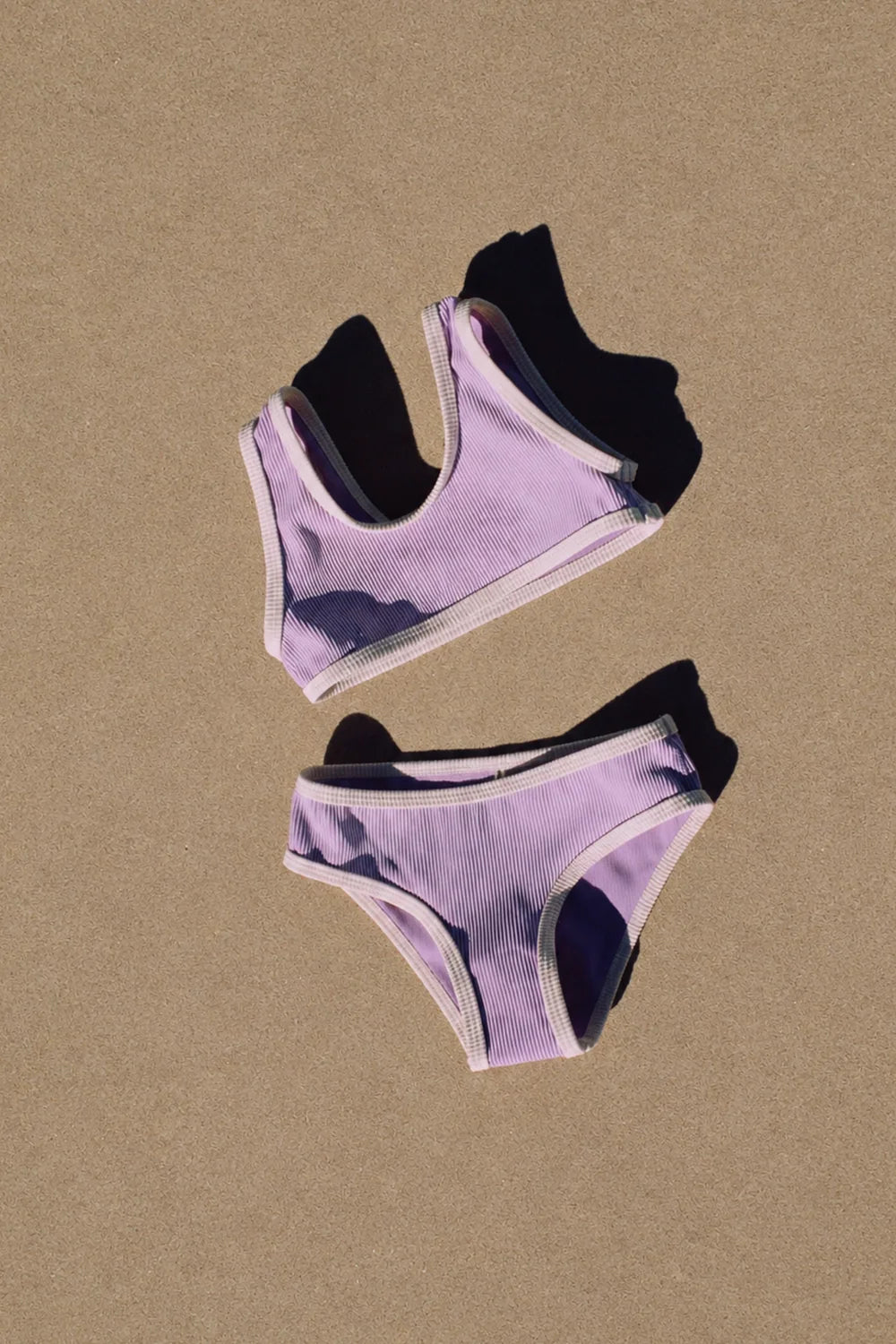 Mini Stripe Scoop Bikini Top - Lilac