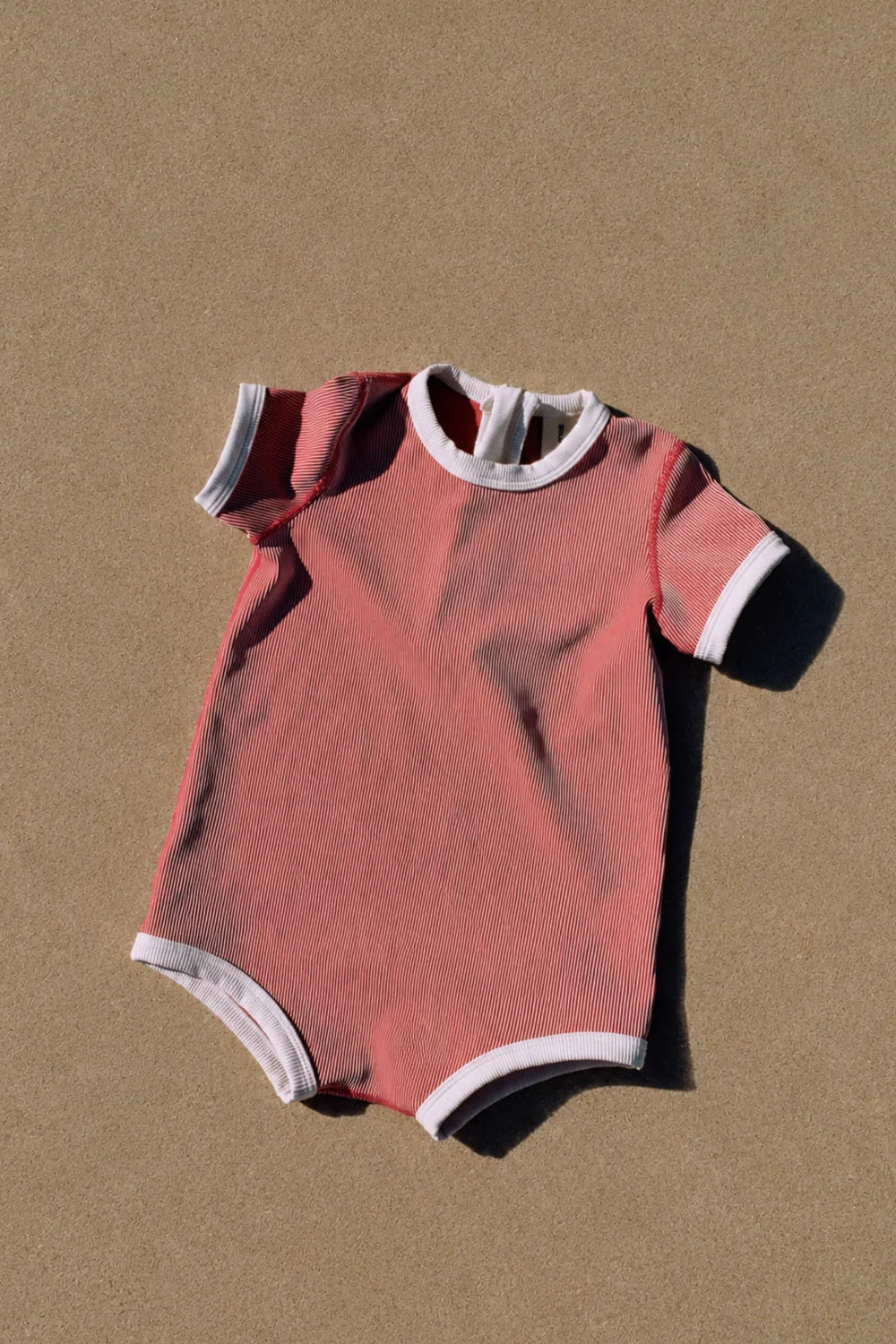 Mini Stripe Infant Onesie - Clay Red
