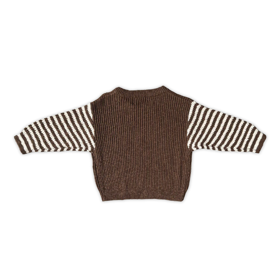 Knit Pullover Espresso Stripe Sleeve