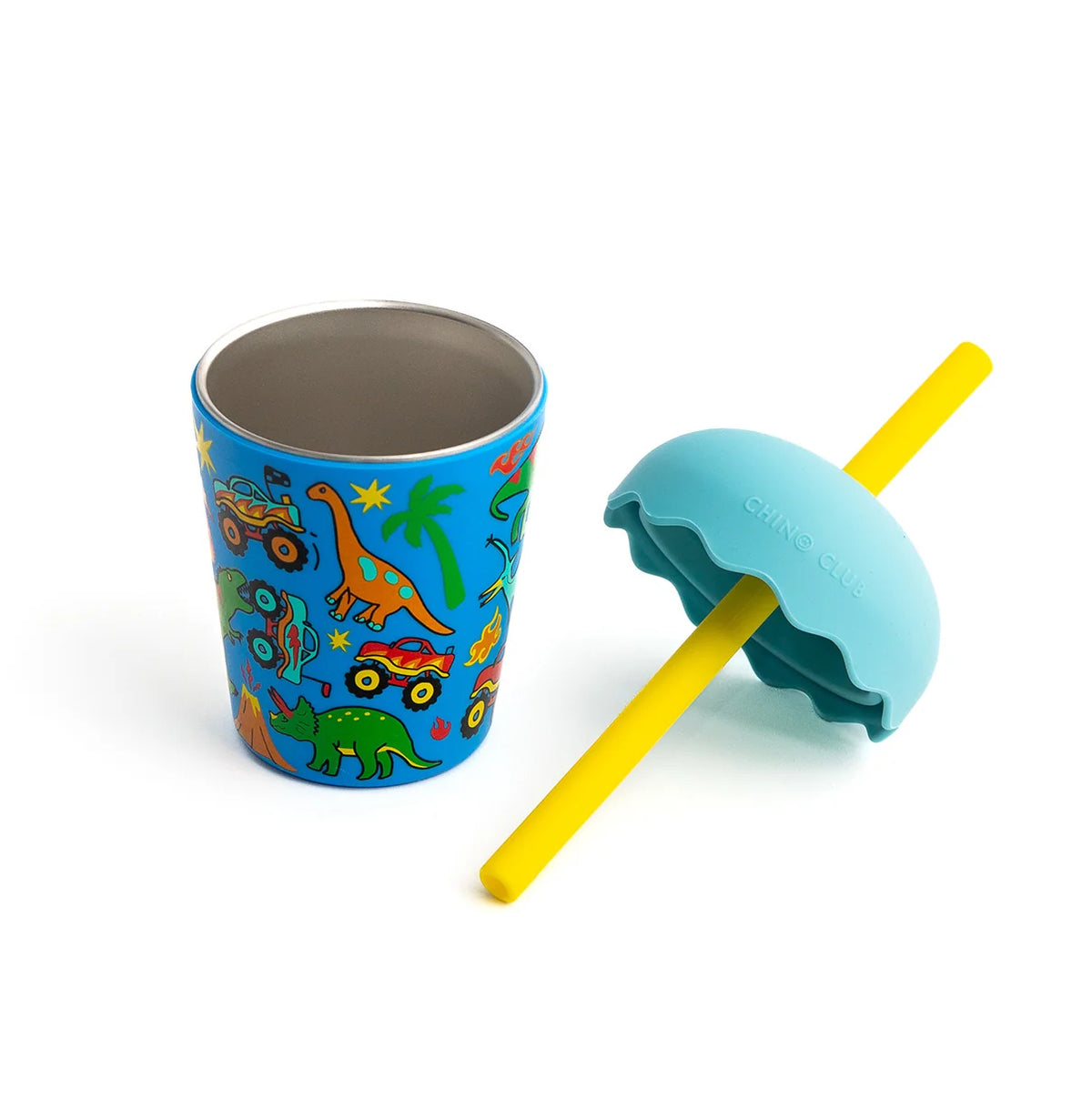 Mini Smoothie Cup & Straw Dino Trucks