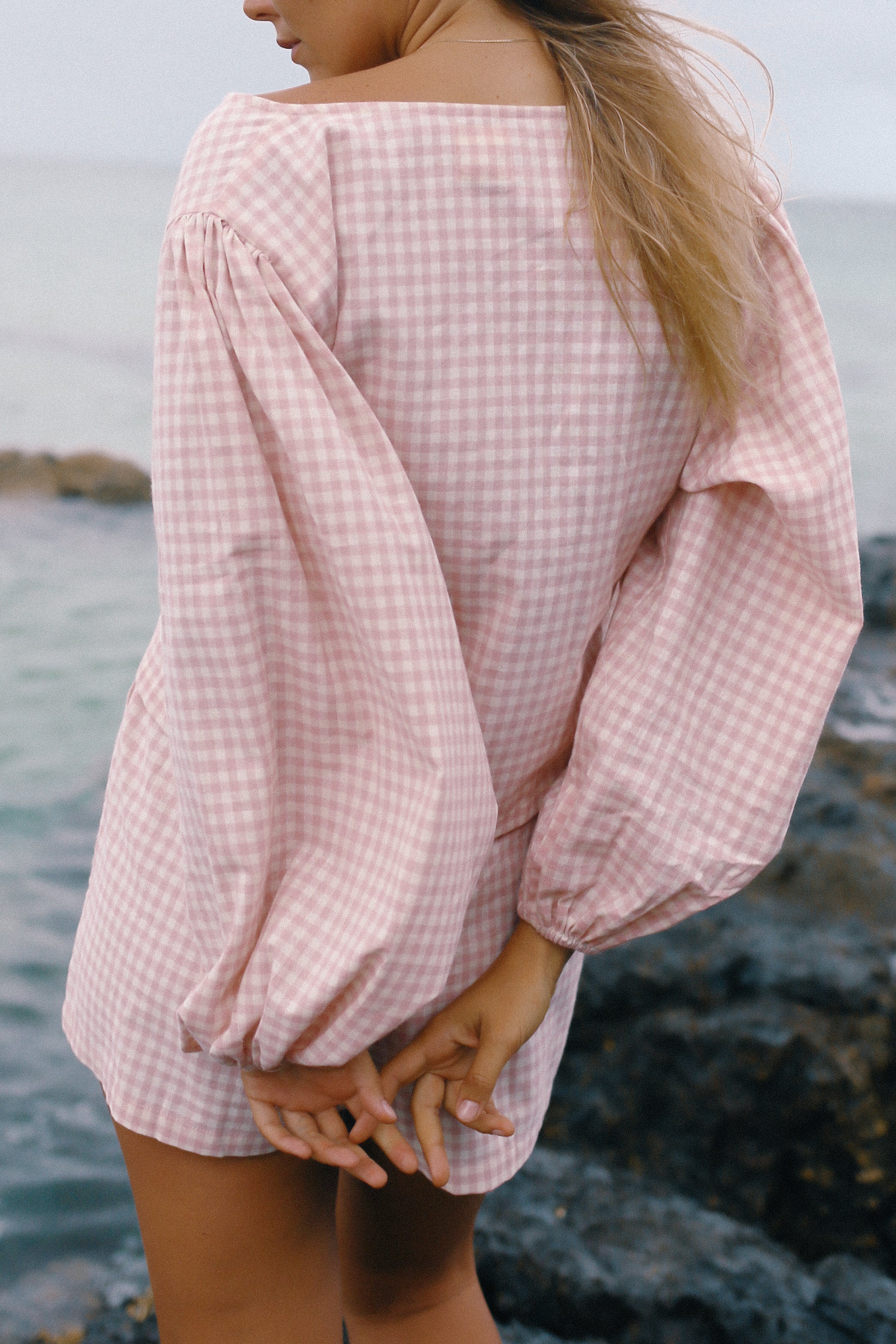 Ella Wrap Top Pink Gingham