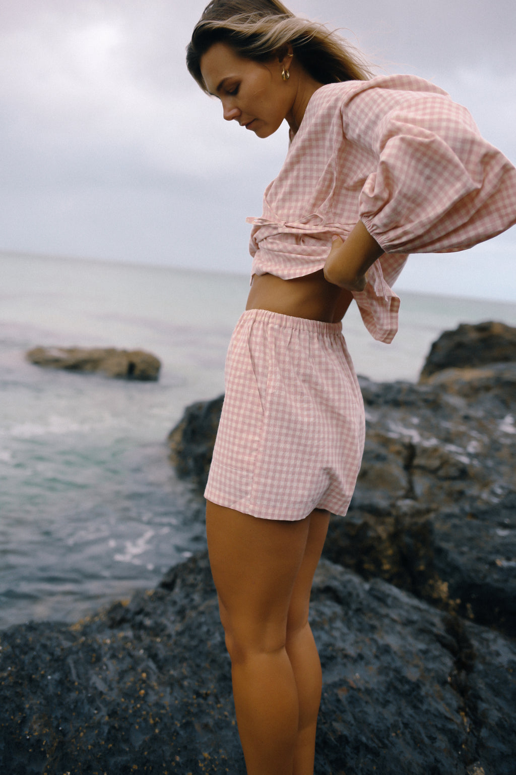 Ella Wrap Top Pink Gingham