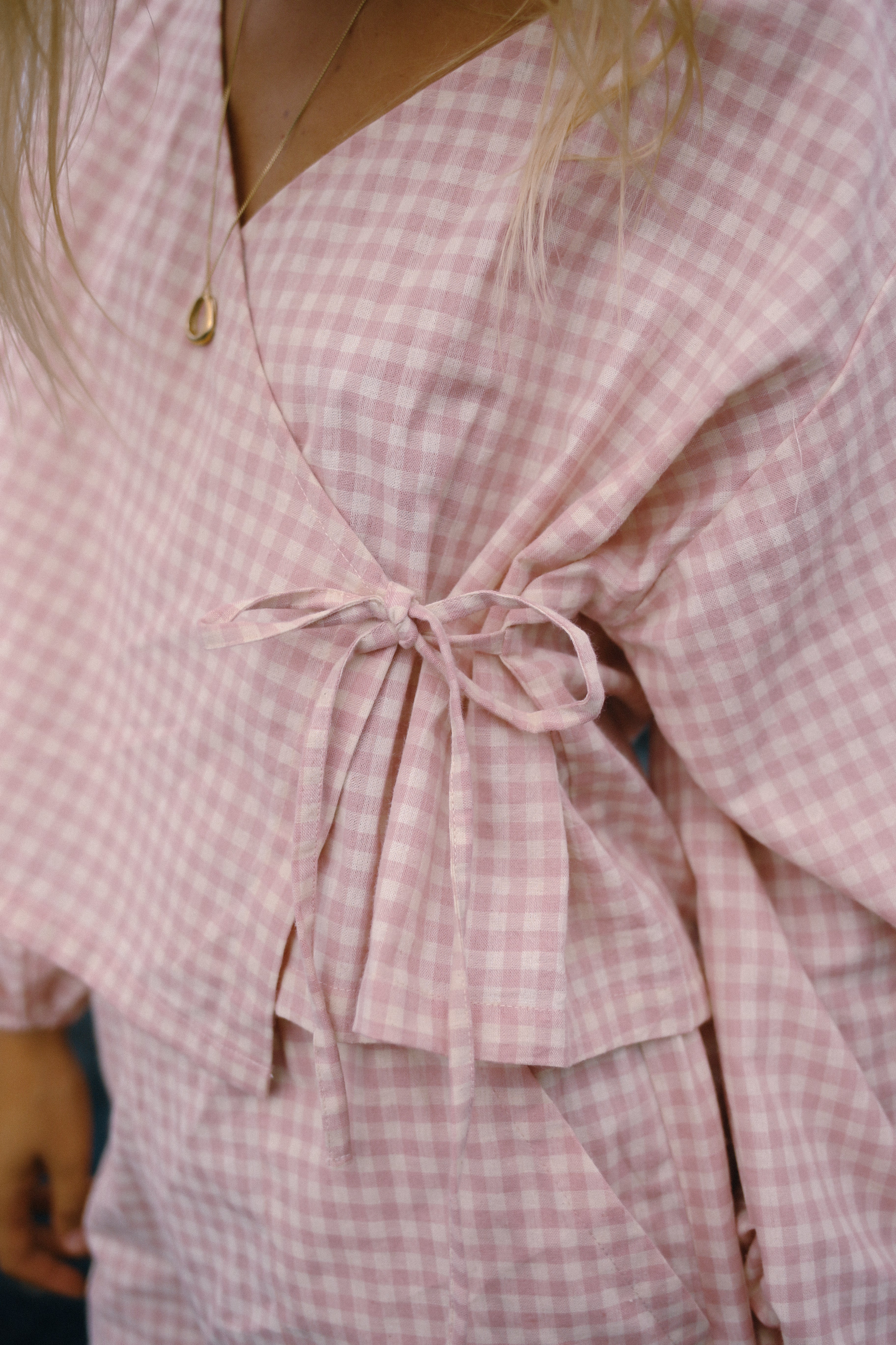Ella Wrap Top Pink Gingham