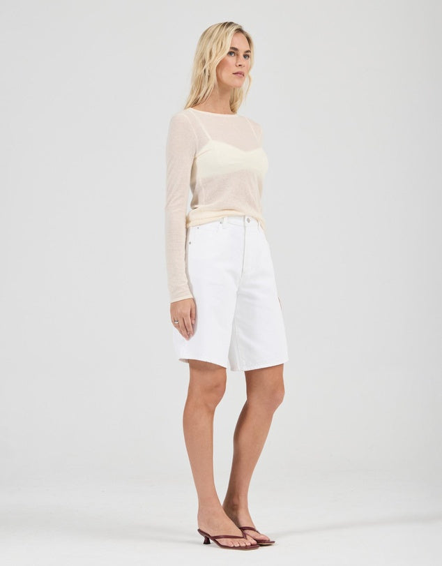 Amelie Knit Long Sleeve Top White