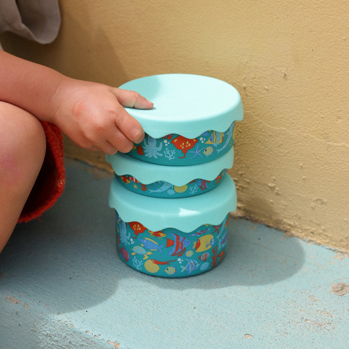 Tropical Ocean Stainless Steel Snack Pot Trio