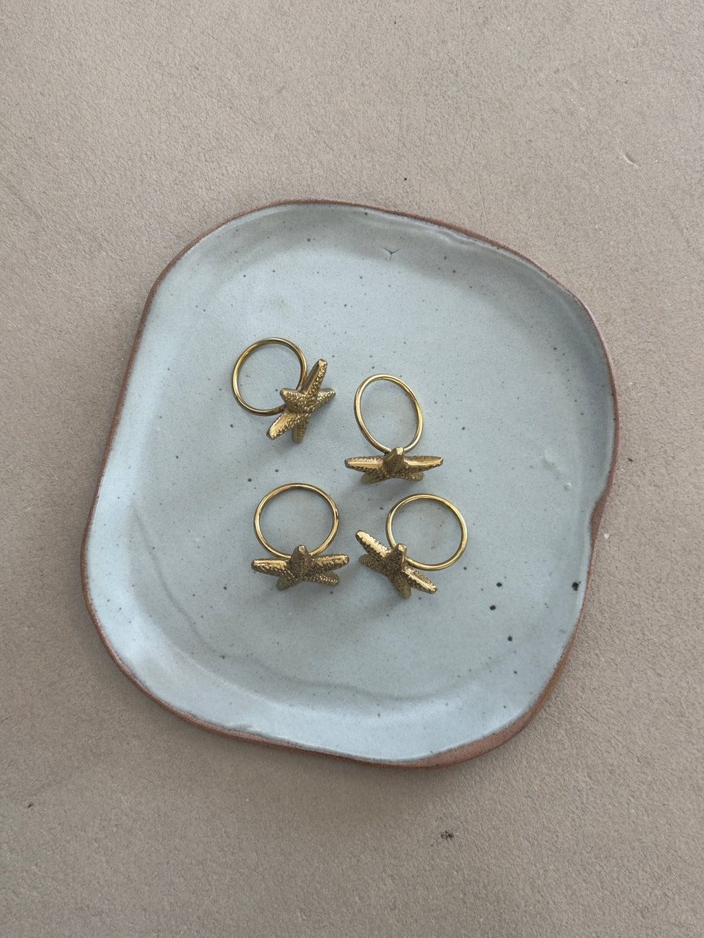 Brass Starfish Napkin Holder Set