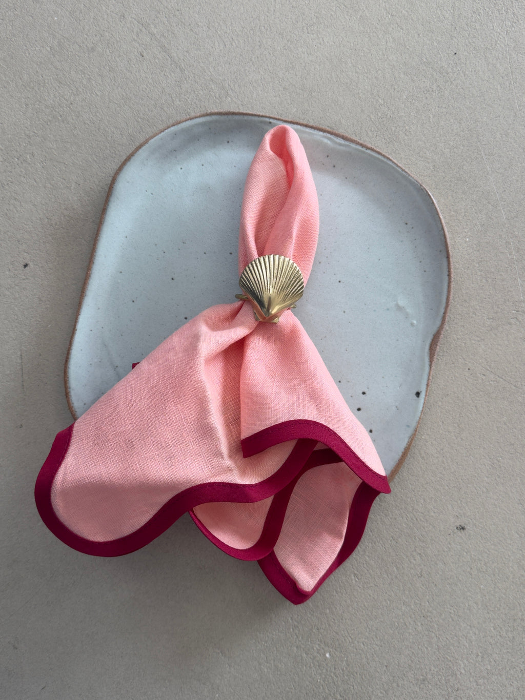 Brass Shell Napkin Holder Set