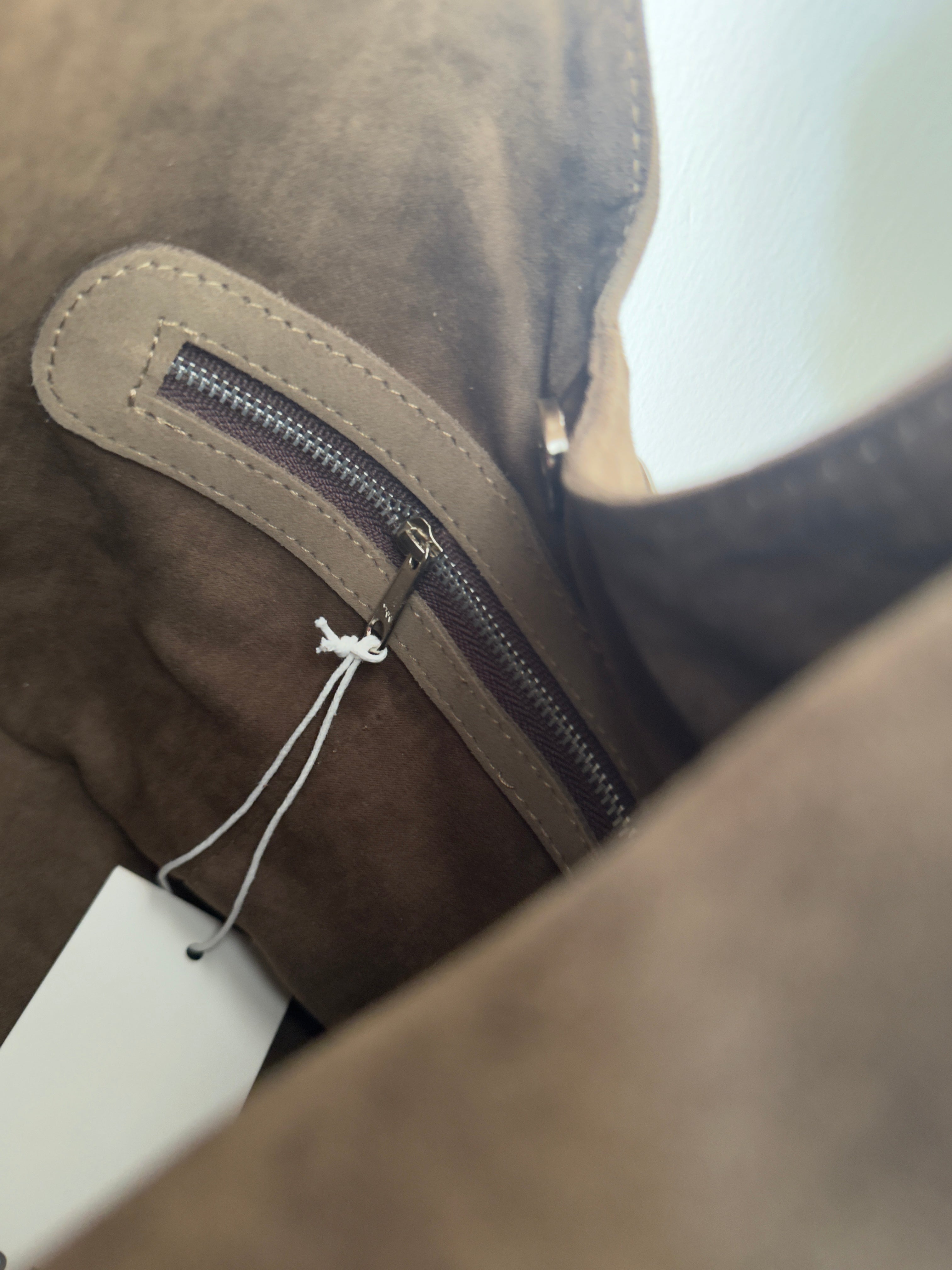 Leather Suede Stud Bag Taupe