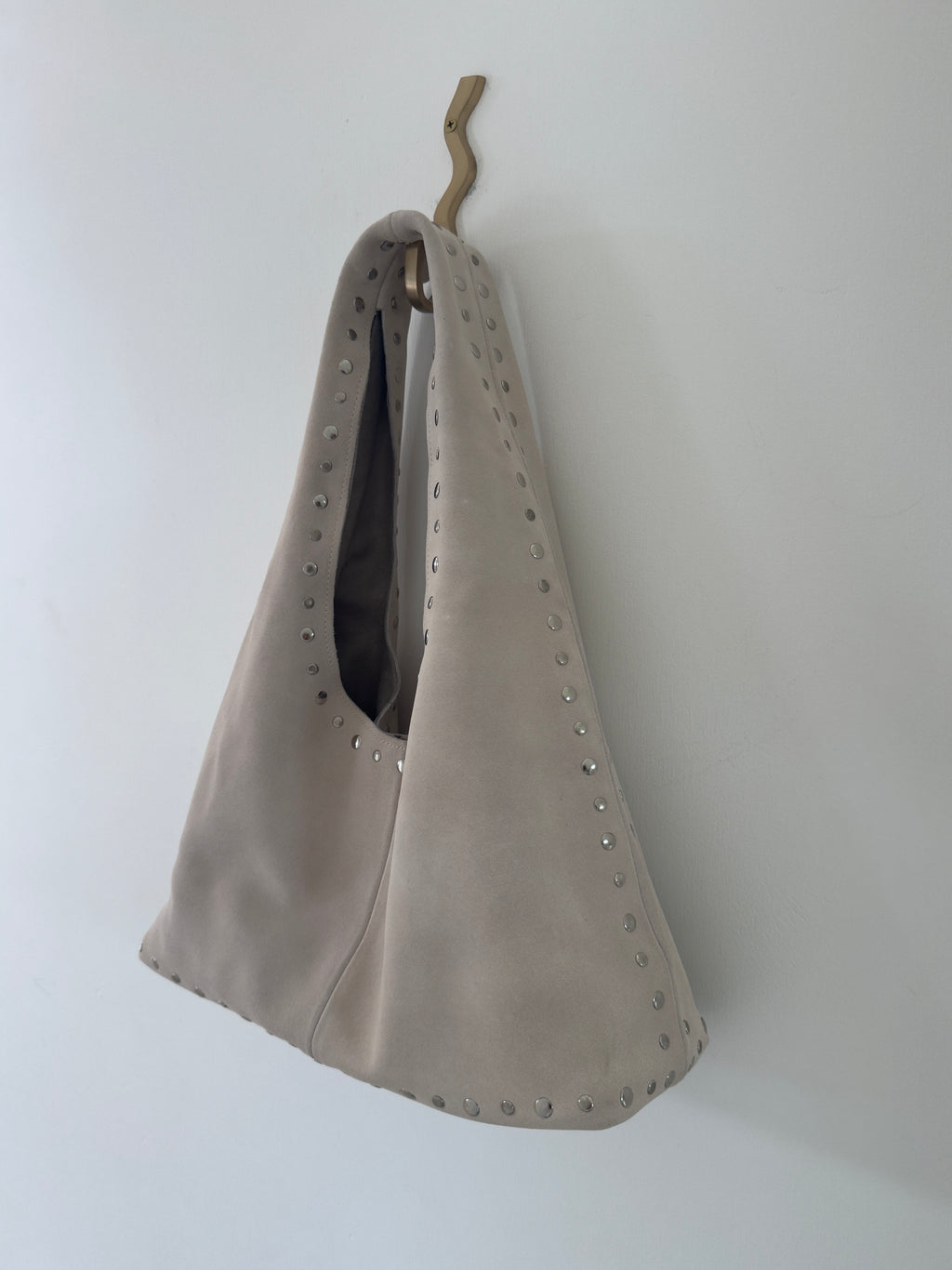 Large Suede Stud Bag Ivory