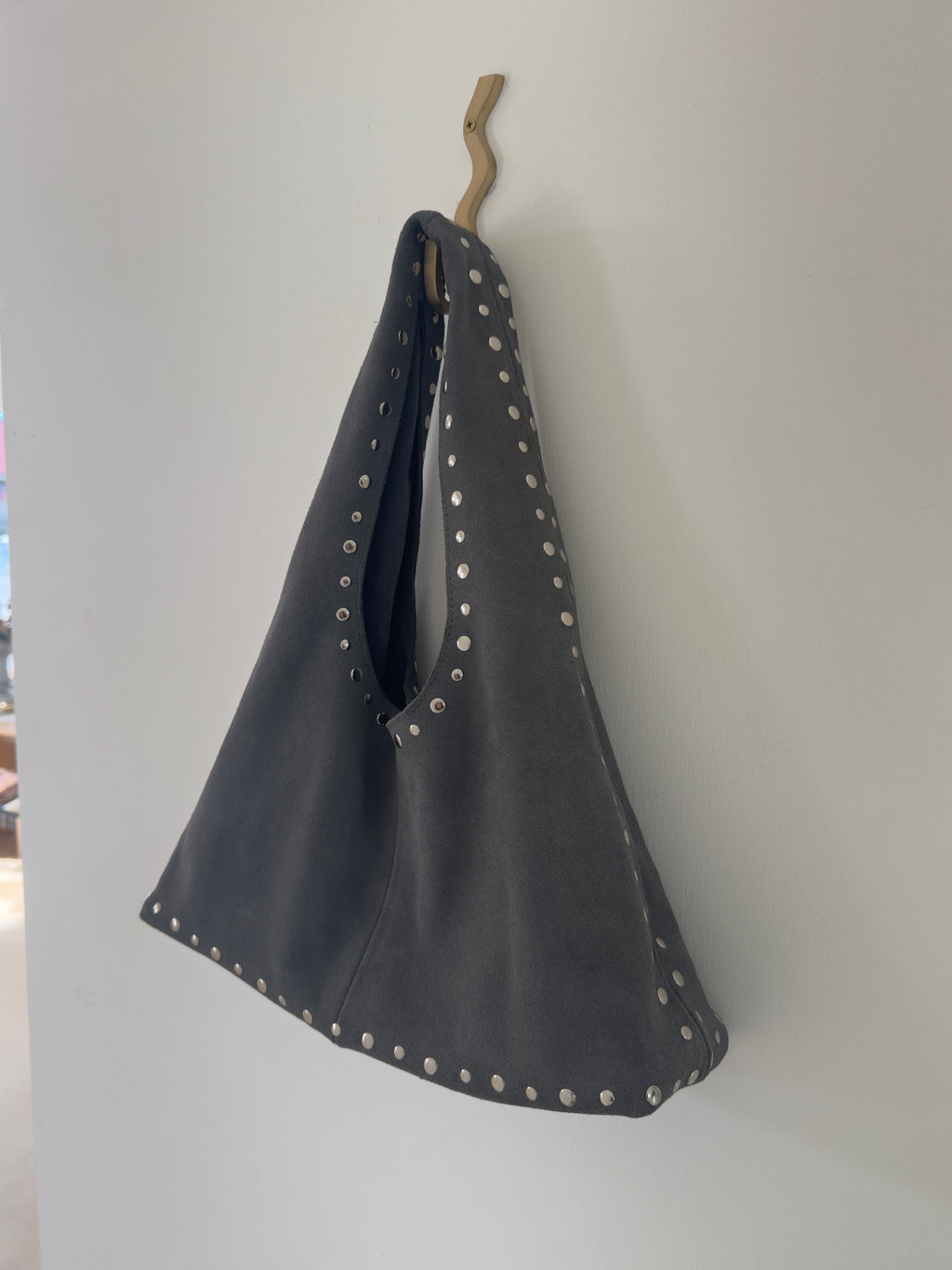 Large Suede Stud Bag Indigo