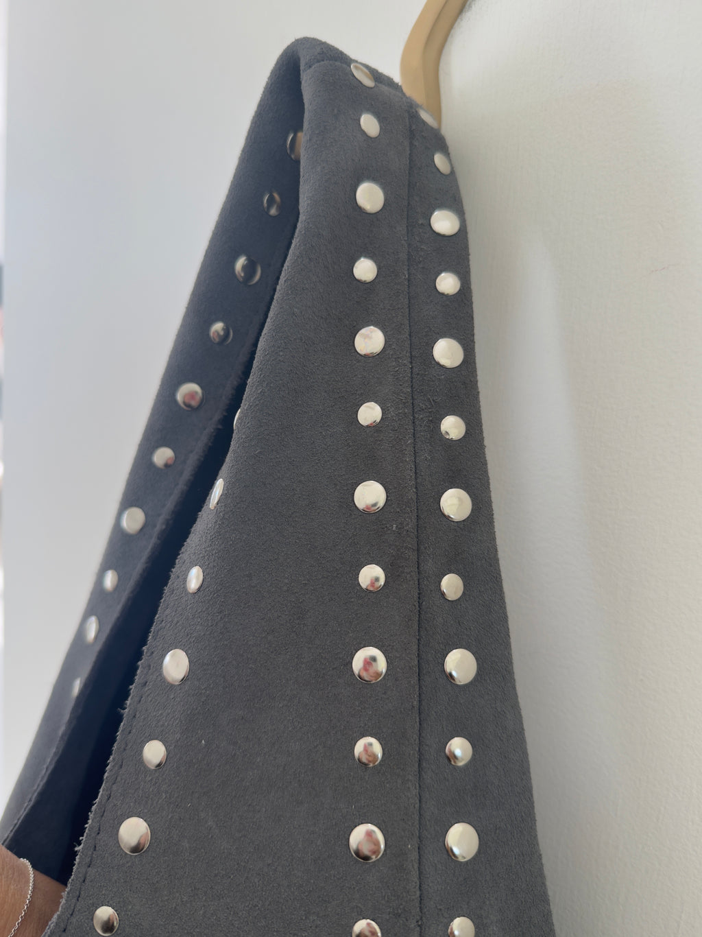 Large Suede Stud Bag Indigo