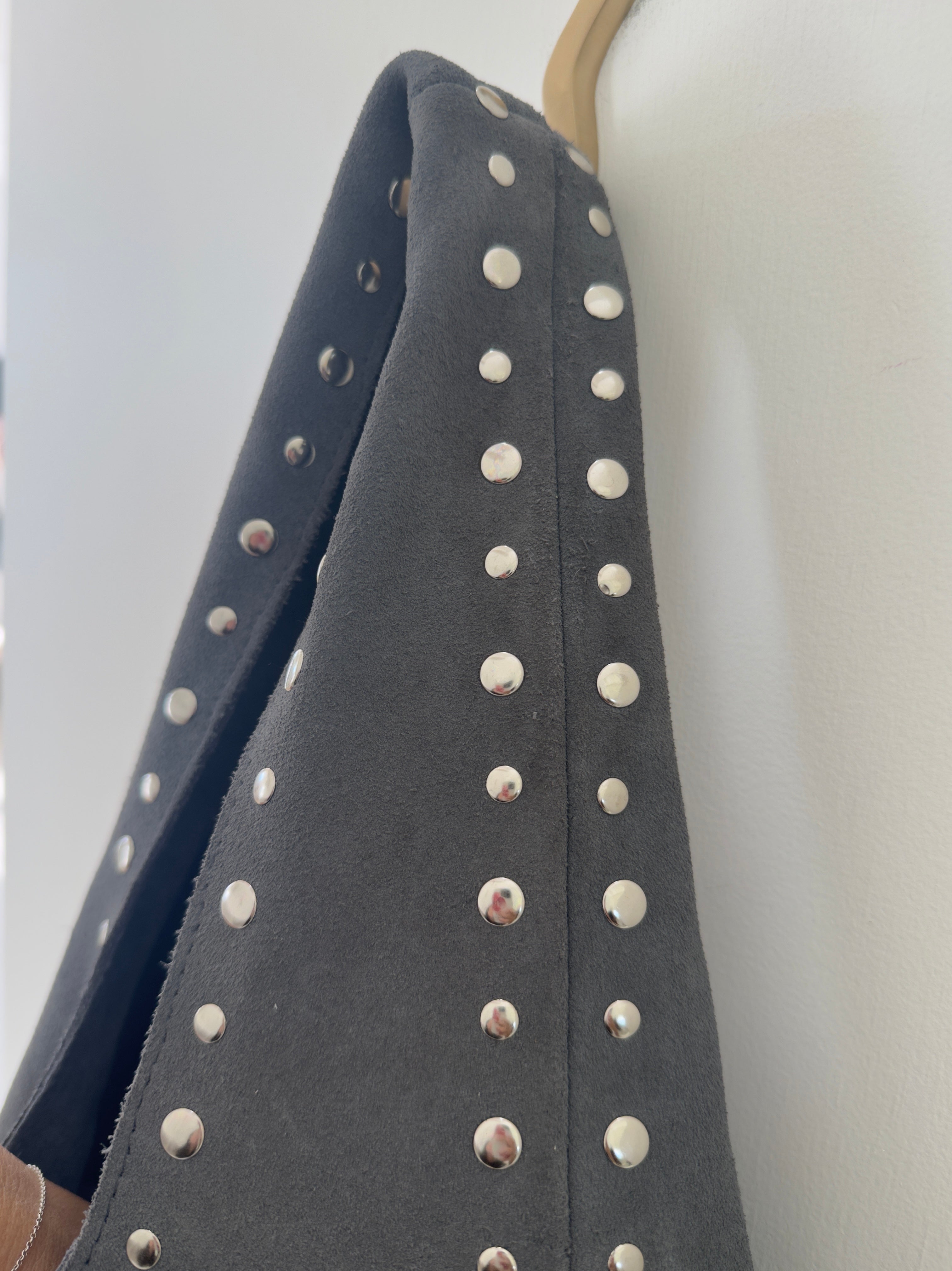 Large Suede Stud Bag Indigo