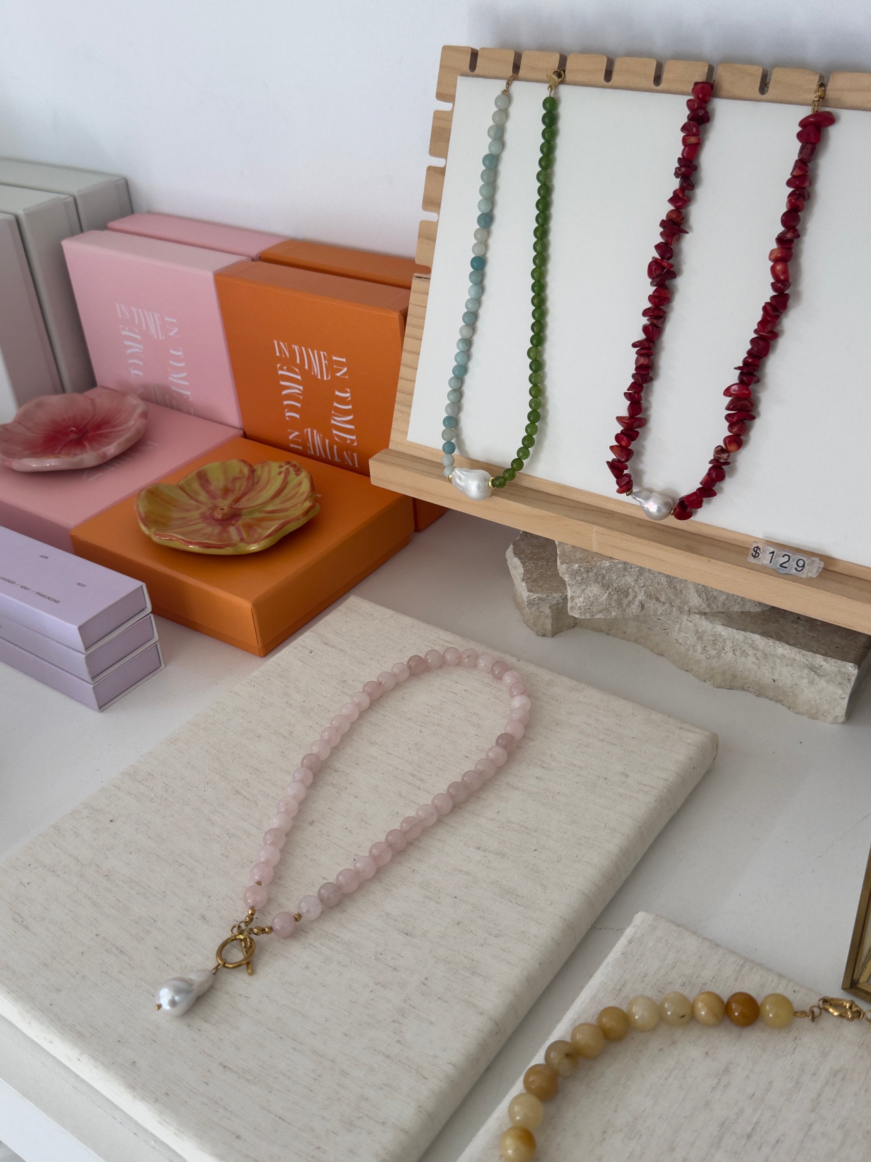 Elodie Pearl Necklace Green