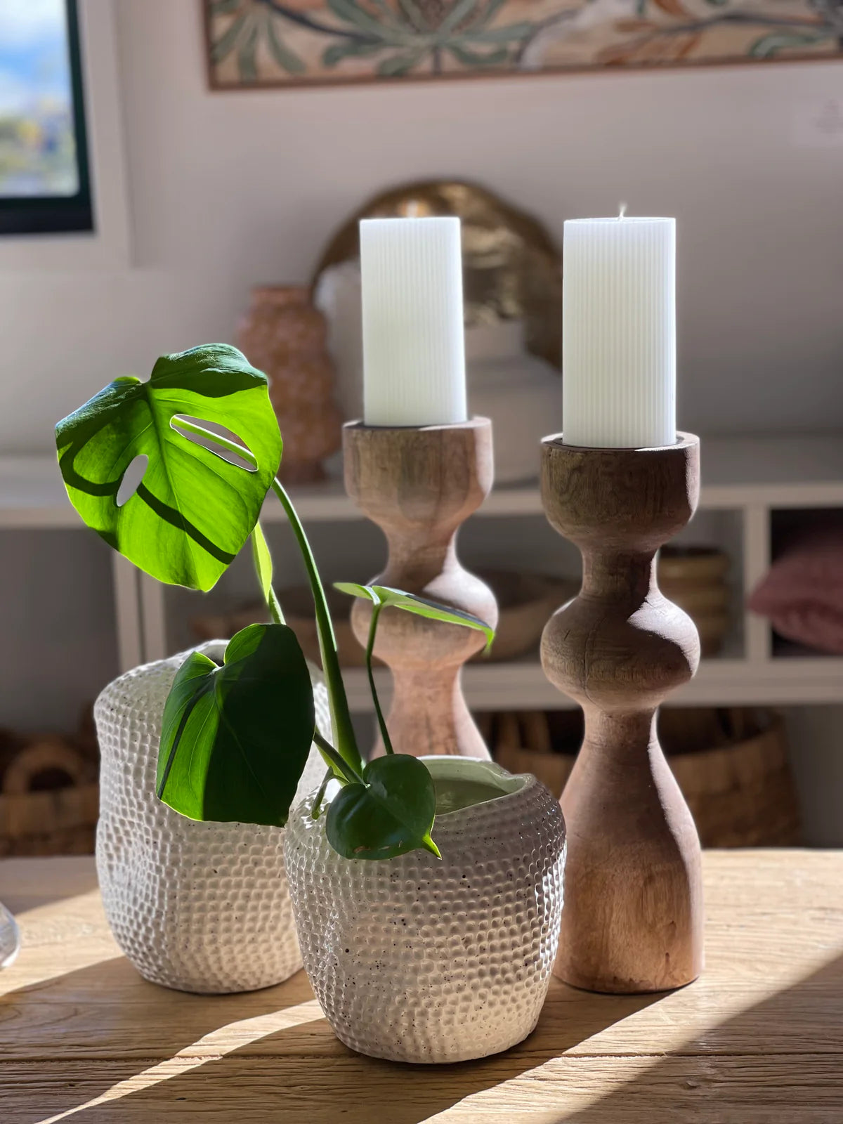 Suave Wood Candleholder Natural