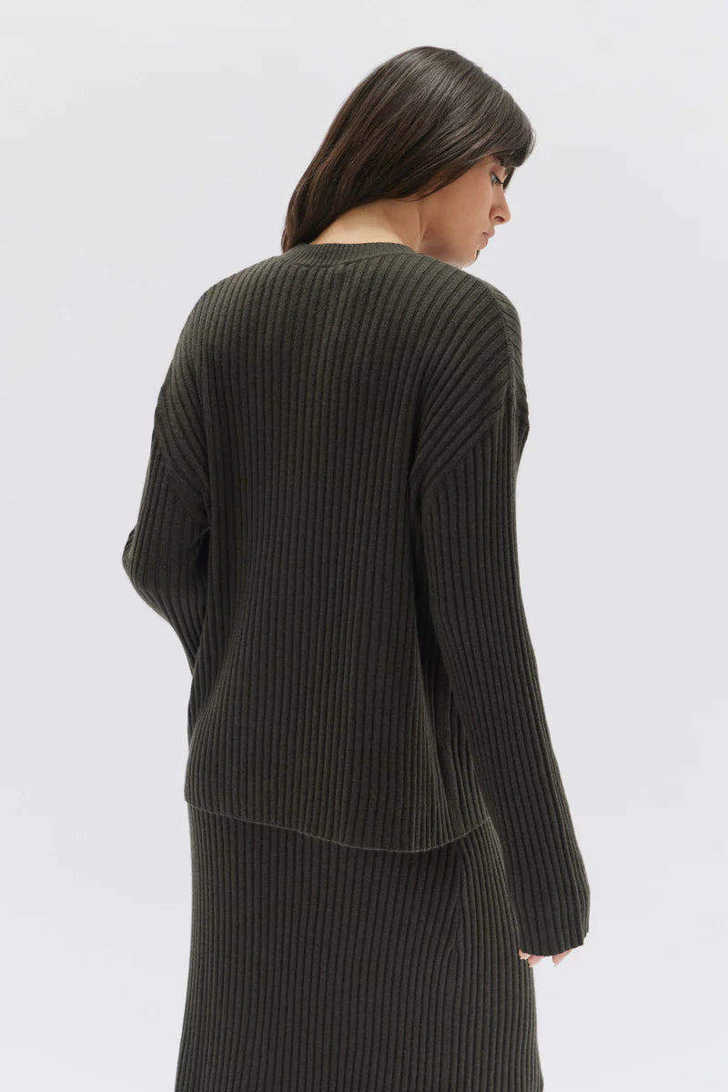 Cashmere Rib LS Top Olive