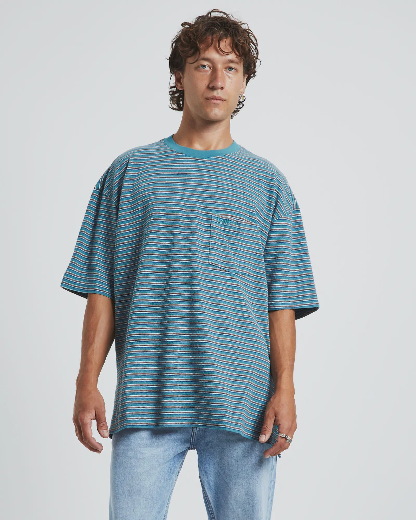 Mens Slouchy Pocket Tee Sediment Brittany Blue