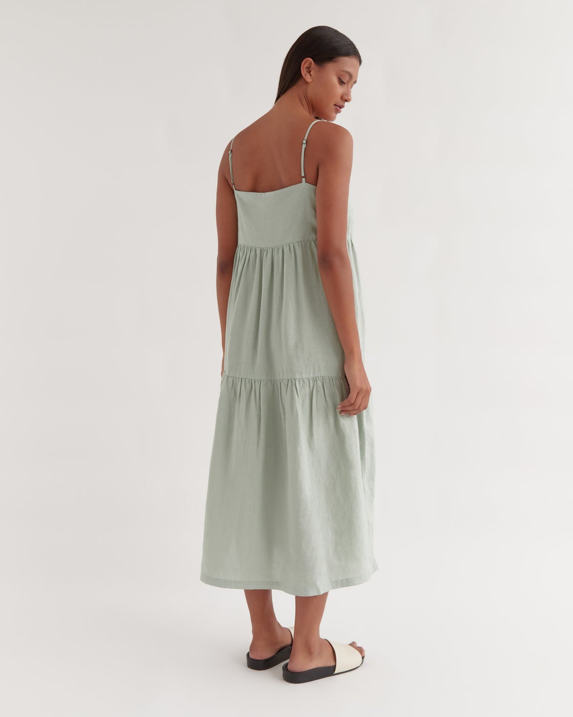 Willow Linen Dress Ocean Green
