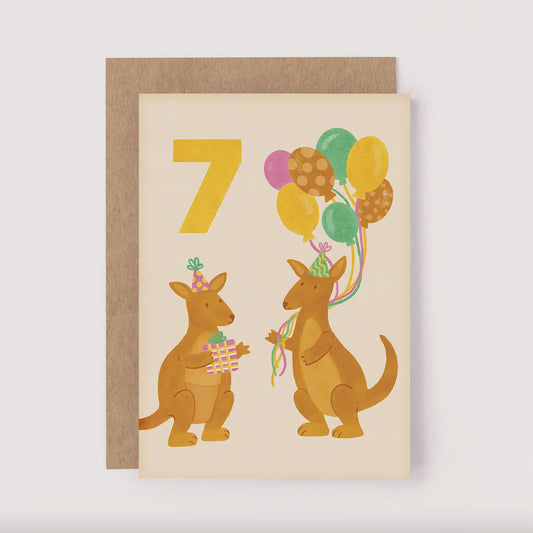 SEVEN Kangaroo Bday Card