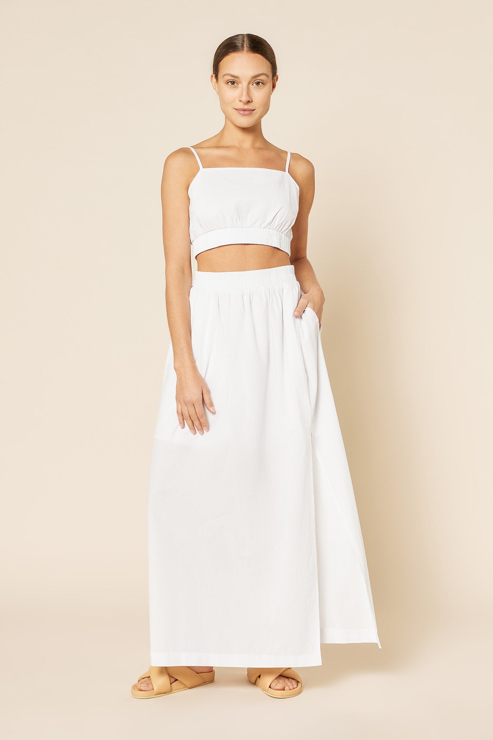Odessa Poplin Maxi Skirt White
