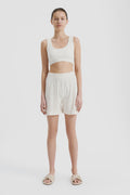 Rib Longline Short Cream Marle