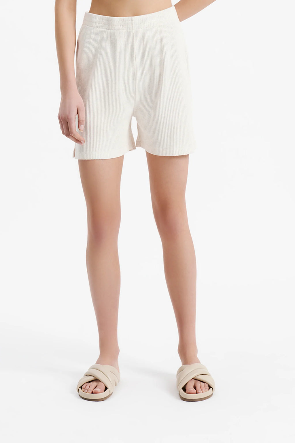 Rib Longline Short Cream Marle