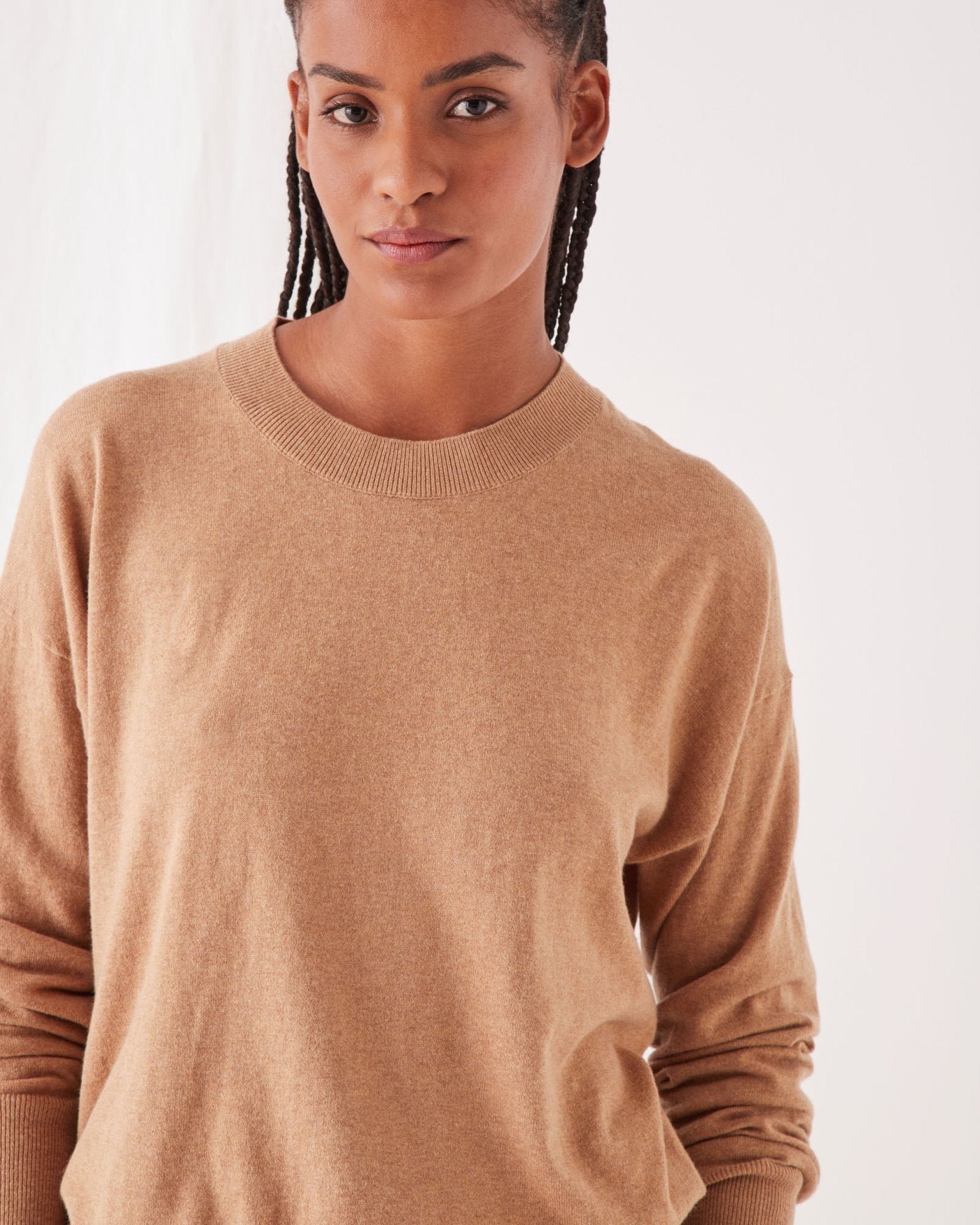 Cotton Cashmere Lounge Sweater Taupe