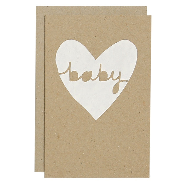 Baby Heart Card White/Brown