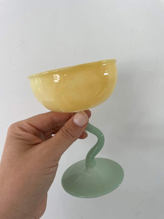Curvy Stem Cocktail Glass Lemon