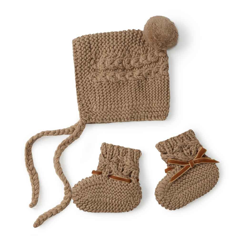 Fawn Bonnet and Booties Set