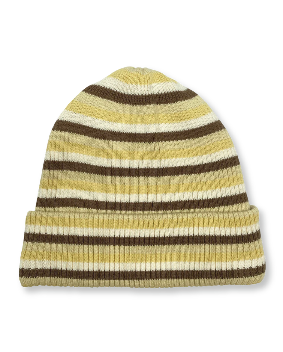 Knitted Stripe Beanie Clay Lime