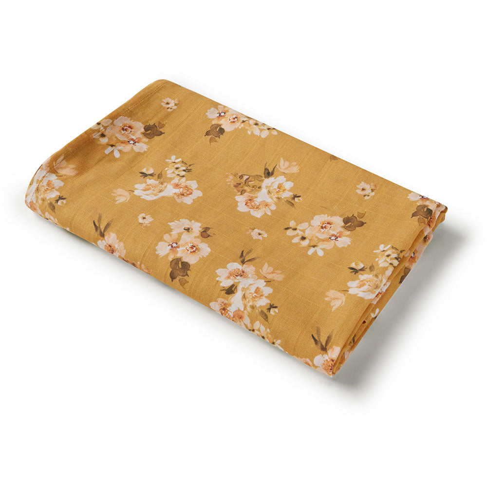 Golden Flower Muslin Wrap