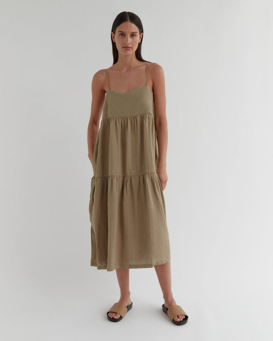 Willow Linen Dress Olive