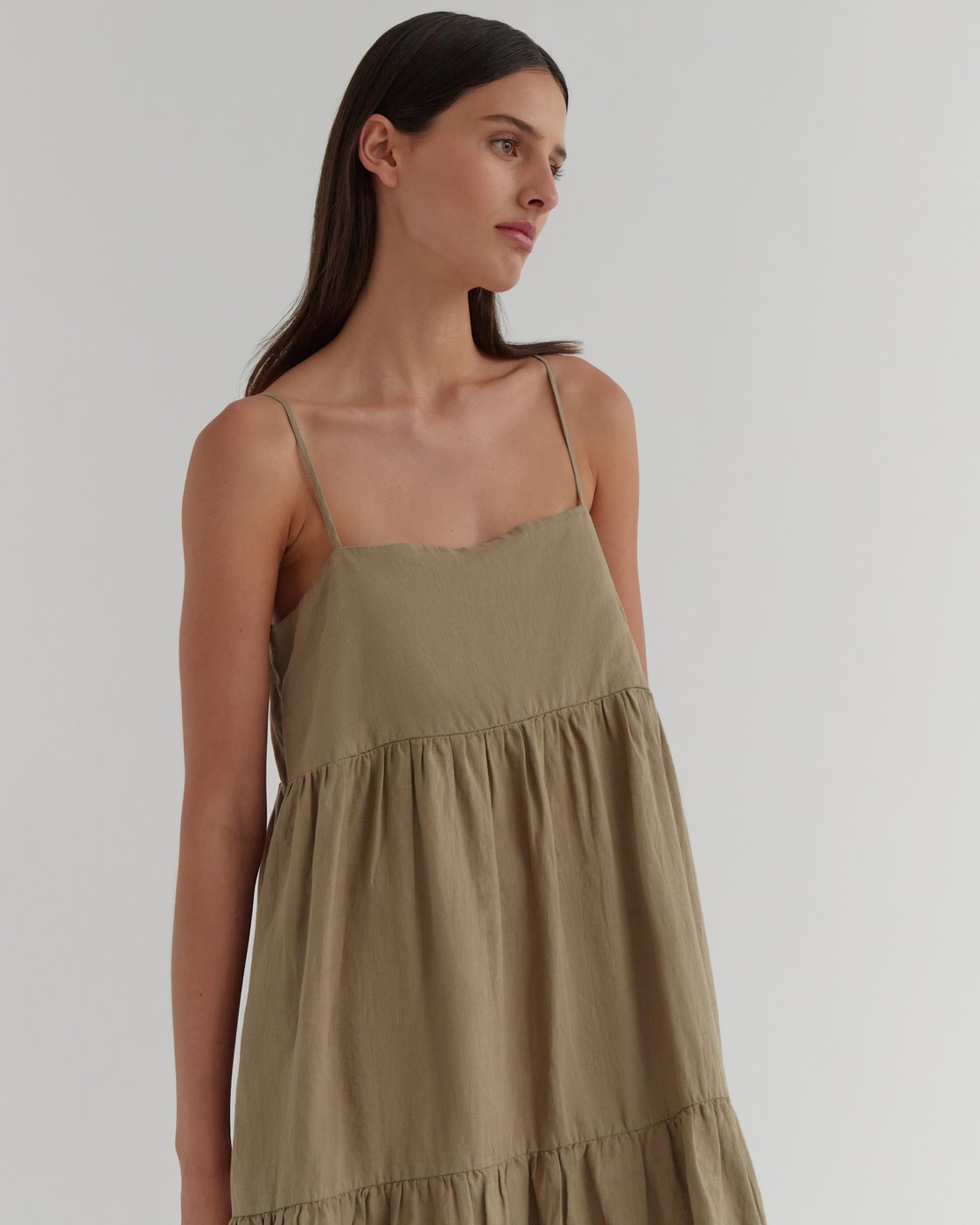 Willow Linen Dress Olive