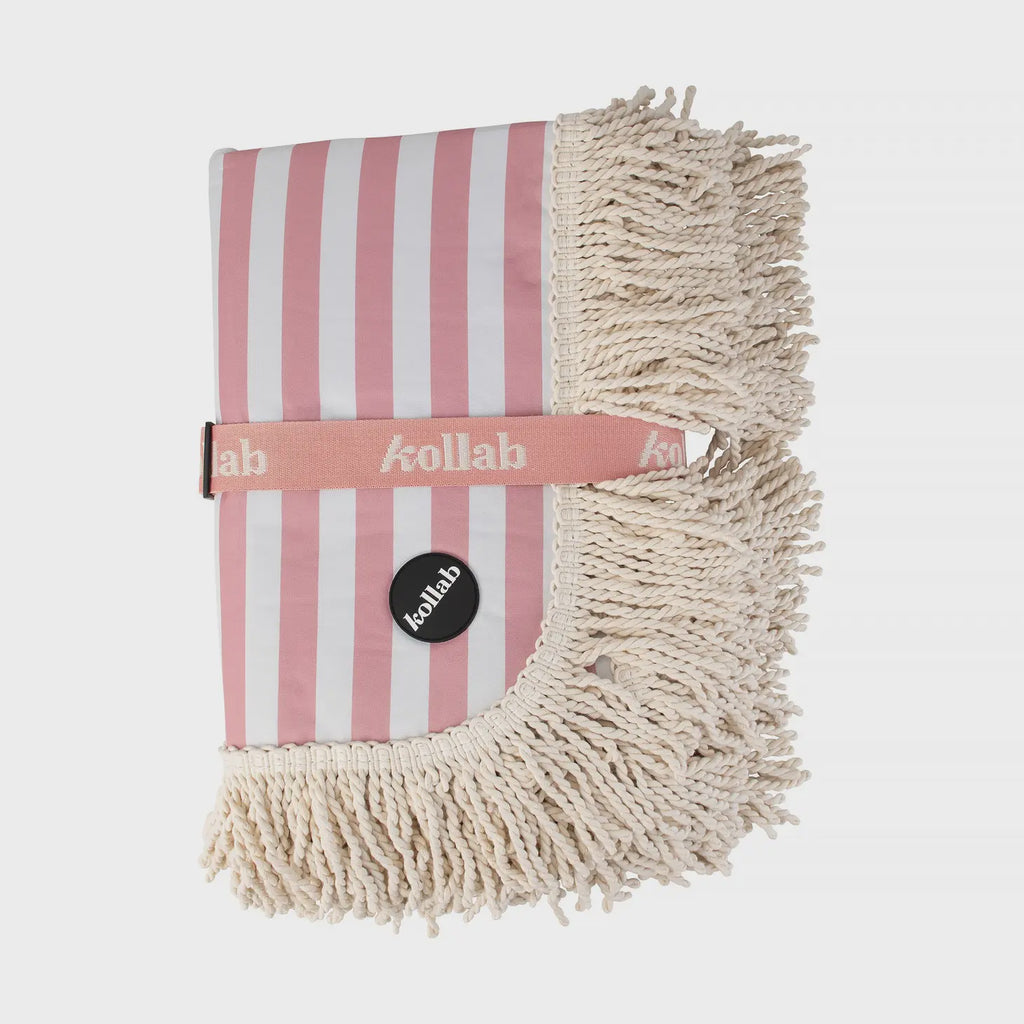 Fringed Picnic Rug Rose Stripe