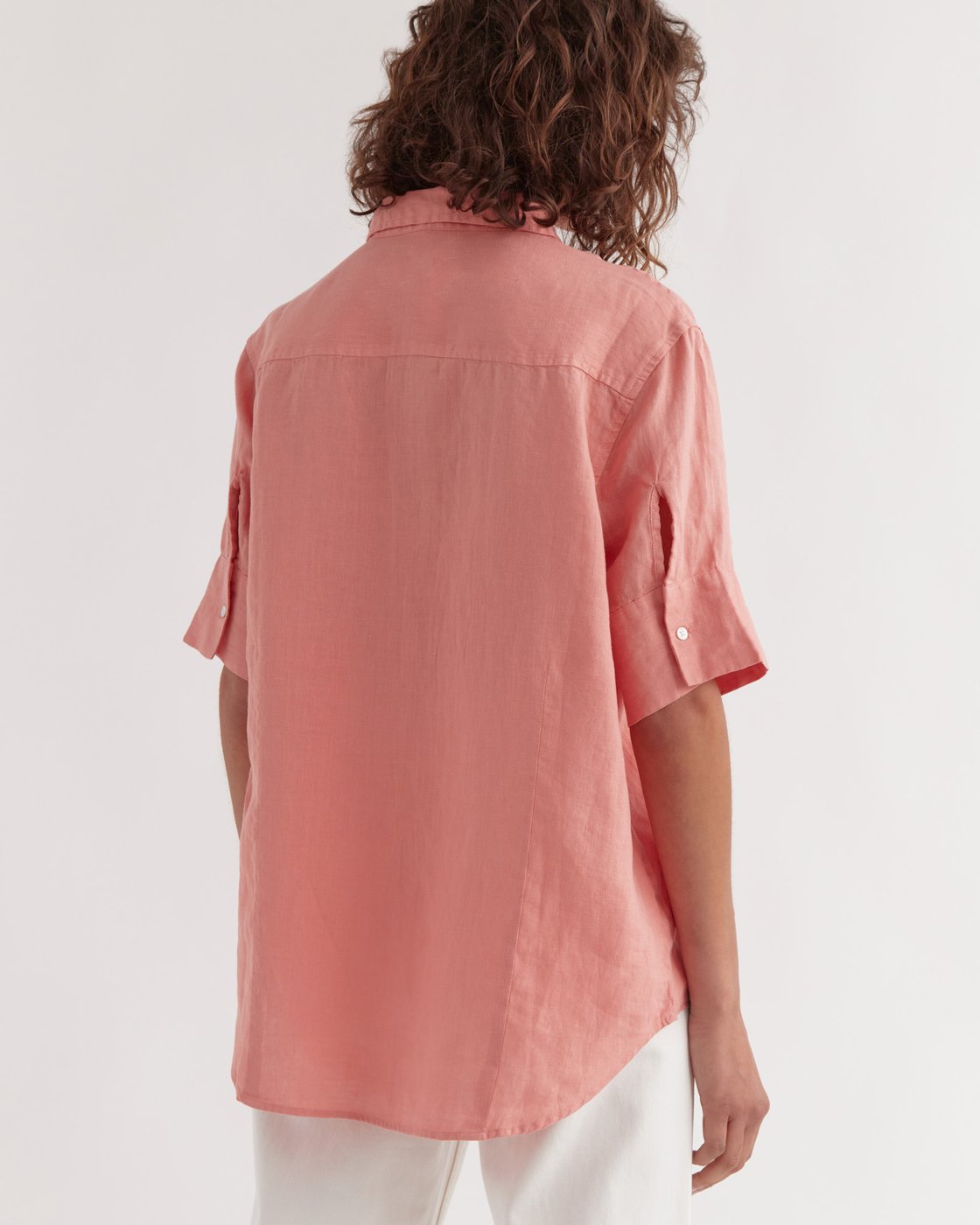 Womens SS Linen Shirt Washed Red