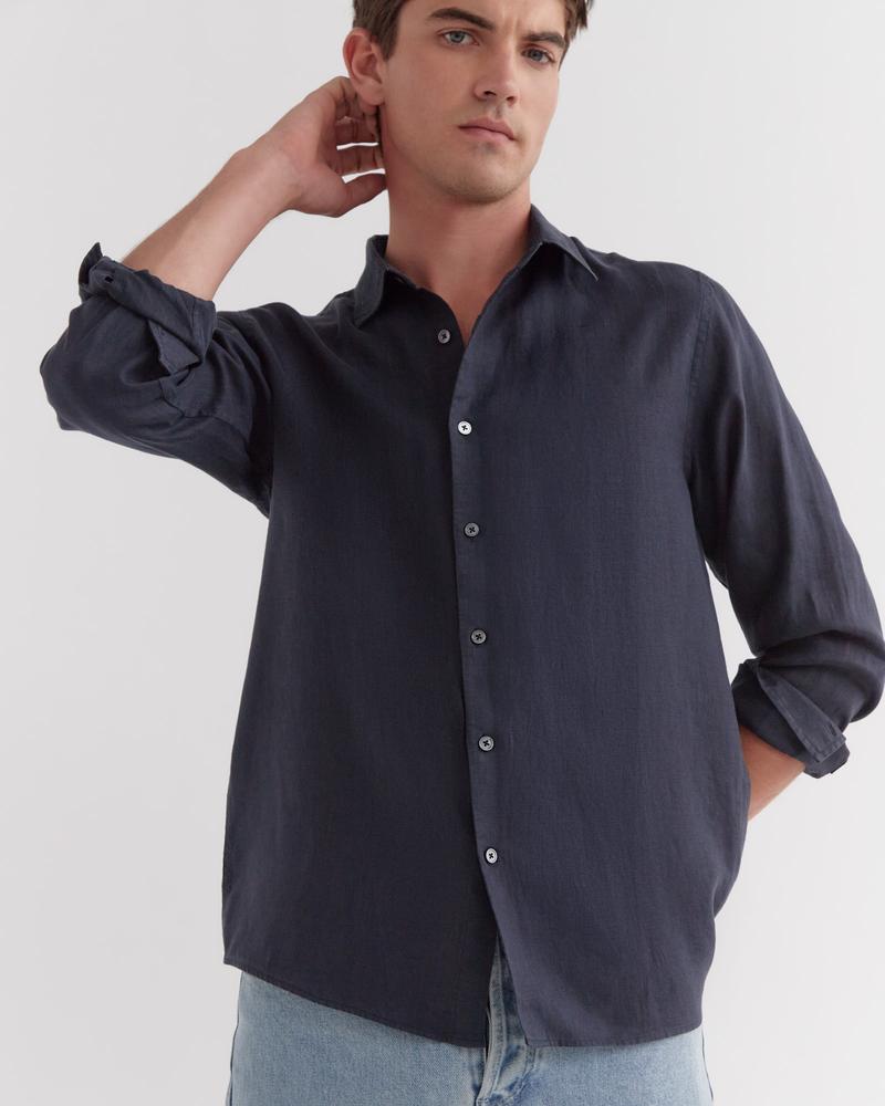 Mens Casual LS Shirt True Navy
